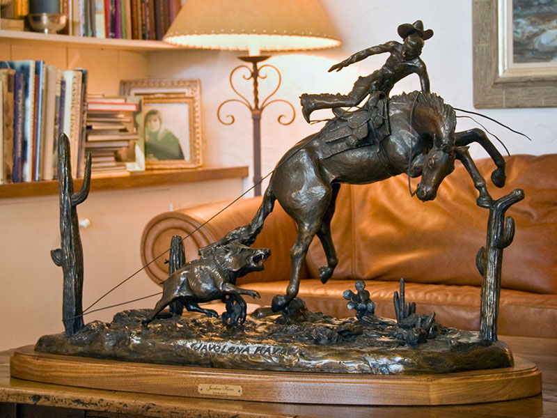 Javelena Havoc - bronze horse sculpture by Pat Roberts