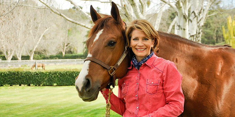 Debbie Loucks, Horsemanship Radio host, at Flag Is Up Farms, Solvang, California