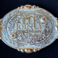 BELT BUCKLE (LARGE): MONTY ROBERTS® LOGO