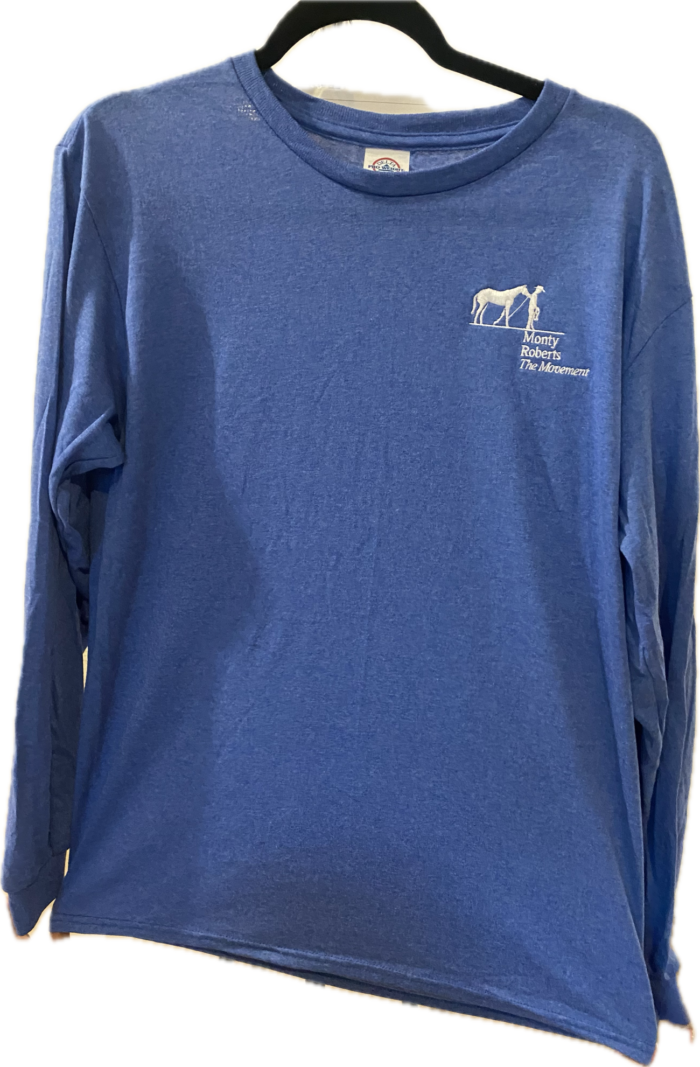 ROYAL HEATHER LONG SLEEVE TEE SHIRT WITH MONTY ROBERTS LOGO (WHITE)